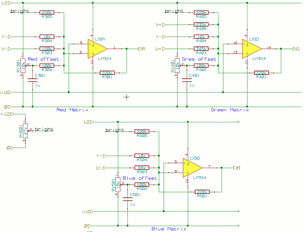 Figure 6: colour decoder circuit diagram - colour matrix