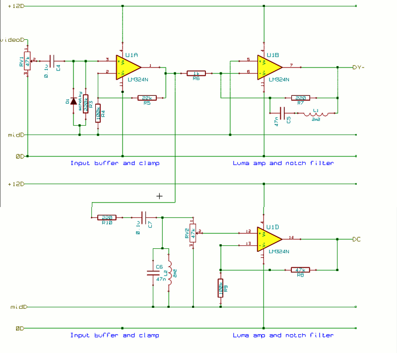 Figure 2: colour decoder circuit diagram - luma / chroma seperator