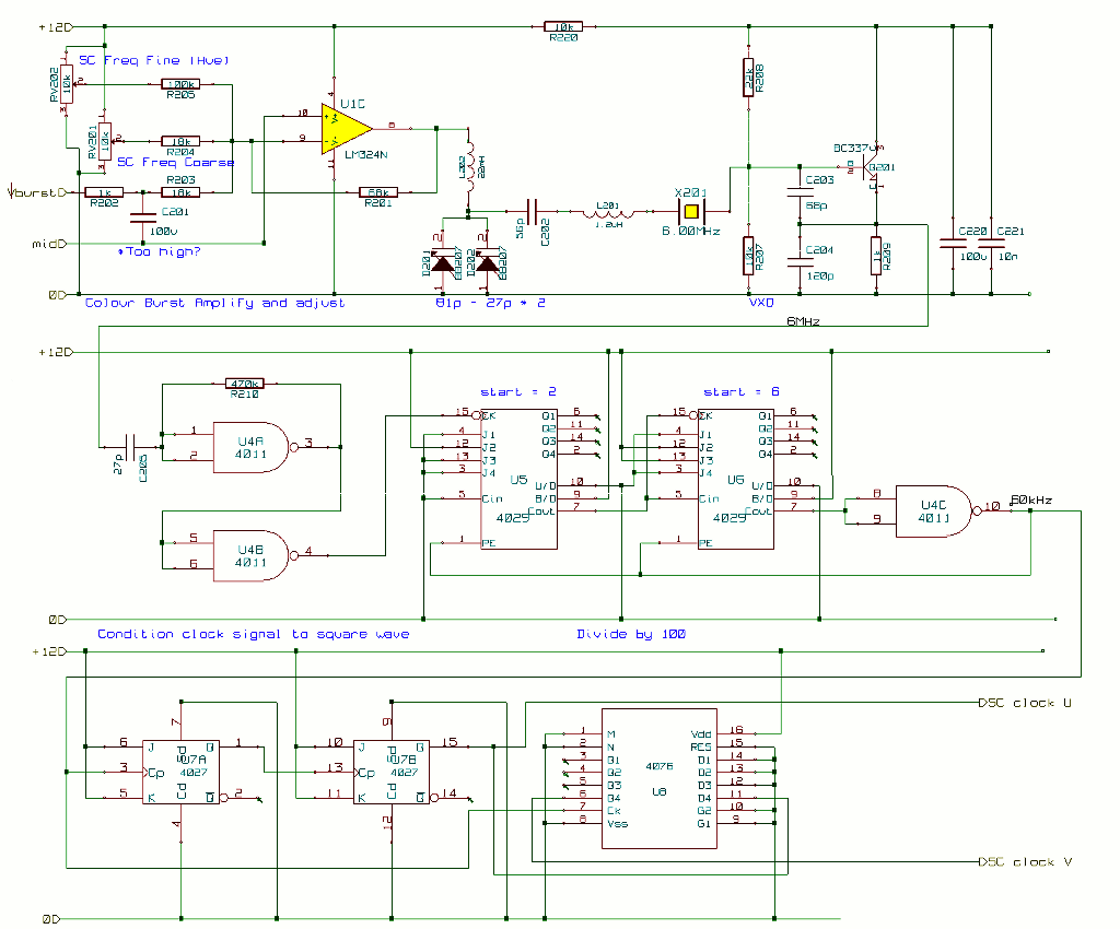 Figure 4: colour decoder circuit diagram - Subcarrier oscillator