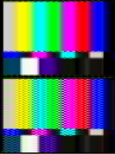 Figure 5: 64 line test card with and without comb filtering